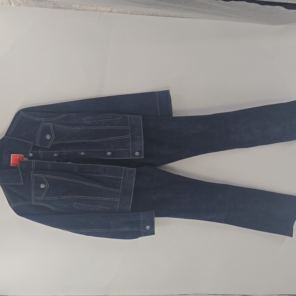 Isaac‎ Mizrahi Leather Navy Pants Set